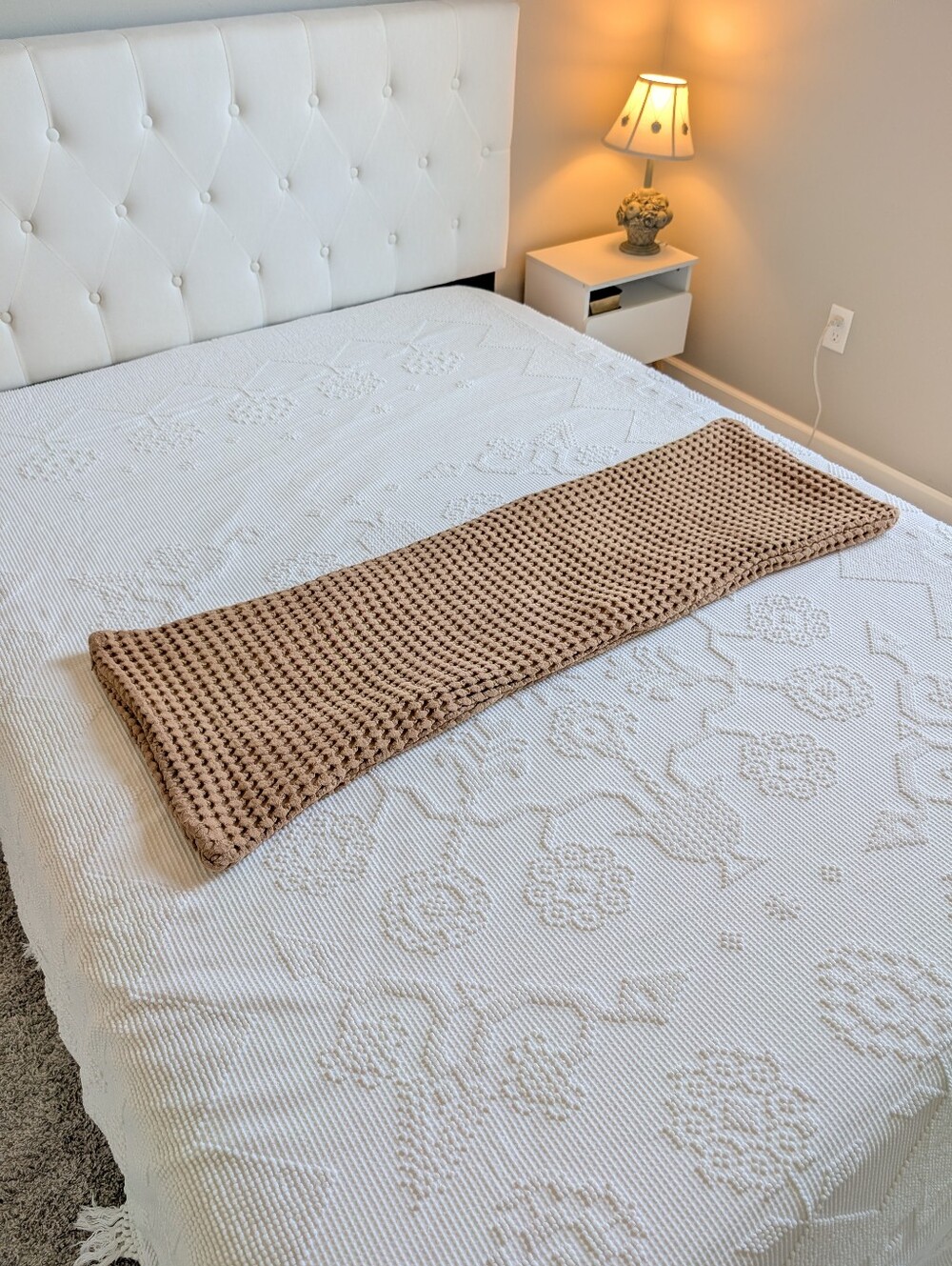 Casaluna Lumbar Body Pillow Waffle Weave Honeycomb Brown Size 48"x16" Cotton